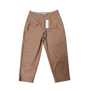 Veronica Beard Pants Womens 16 Tan Netta Pant Heather Russet Wool Blend Pleated